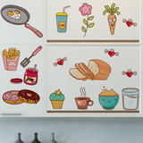 墙贴画厨房餐厅食物饮料图标小贴士冰箱贴纸墙壁装饰厨具橱柜门贴