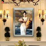塞丽娜酒店宾馆欧式休闲会所人物美女油画有框画壁画家装饰名画框