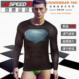 包邮超级英雄蜘蛛蝙蝠侠美国队长超人紧身衣 男士运动修身长袖T恤