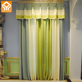 定制成品遮光卧室客厅拼接绿色棉麻现代简约窗帘特价成都测量安装