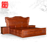 明清古典实木家具 缅甸花梨木 大果紫檀红木床中式1.8米双人婚床