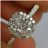 宝石矿工 18k白金钻石戒指 垫型80分1克拉枕形钻戒正品女 求婚戒
