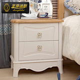 地中海欧式床头柜子简约床边柜实木储物柜现代烤漆象牙白色木家具