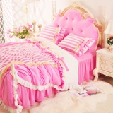 定做韩式公主风格床裙式圆床罩短毛绒保暖方床圆床四件套粉条