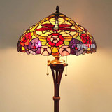 真品帝凡尼灯饰阅读中式现代宜家客厅卧室彩色玻璃蜻蜓玫瑰落地灯