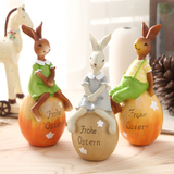 欧式样板房田园创意生日礼物桌面树脂摆件装饰品可爱动物小白兔子