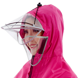 慧玲电动车摩托车透明帽檐面罩两用雨披加厚防雾口罩式电动车雨衣