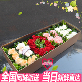 圣诞节玫瑰礼盒上海北京沈阳鲜花速递同城生日广州长沙合肥花店