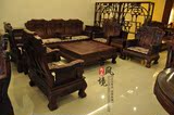 非洲酸枝木沙发组合精雕红木家具仿古面雕大款带坑几麒麟宝座沙发