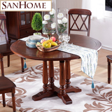 美式圆桌餐桌椅组合一桌四椅全实木小饭桌新古典家具小户型餐桌