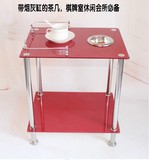 现代简约时尚客厅钢化玻璃小茶几麻将机麻将桌棋牌室方形烟缸茶几