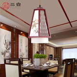 三宜 仿古中式小吊灯 简约现代中式实木羊皮灯餐厅茶楼走廊灯饰