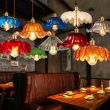 美式玻璃单头吊灯创意咖啡厅吧台工业复古老上海吊灯个性莲花吊灯