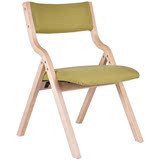 杰尼特 田园折叠餐椅凳子 实木椅子 布艺曲木餐桌椅 餐厅咖啡厅