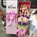 广州绣球鲜花预订同城配送速递香槟粉白玫瑰礼盒生日周年纪念送花