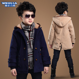 韩国代购童装秋冬中大童男童加厚呢子大衣韩版儿童中长款毛呢外套