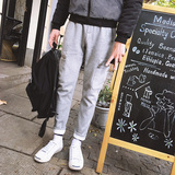 2015冬季青少年抓绒韩版复合加厚休闲裤保暖运动男士多口袋工装裤