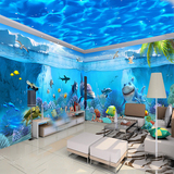 定制3d大型壁画客厅卡通ktv主题房间儿童房海底海洋世界壁纸墙纸
