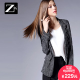 ZK2016春季新品条纹小西装豹纹女士休闲小西服职业装短外套女装潮