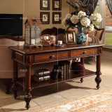 美式实木沙发背几实木玄关桌 欧式靠墙桌 实木玄关柜 美式家定制
