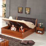 简约现代板式床 储物床气动高箱床 收纳木质床1.5 双人床1.8米