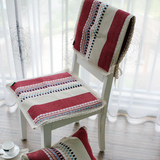 四季棉线编织椅子坐垫 餐椅垫座垫绑带办公室椅垫可机洗 卡西摩红