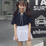 Ulzzang韩国 女装新款欧美范高腰百褶裙英伦风学院风短裙半身裙