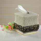 欧式方形高档树脂纸巾盒奢华客厅抽纸盒复古卷家用纸盒餐桌卷纸筒