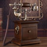 蒂雅菲新款老式转盘仿古电话机欧式纯实木电话机复古中式办公座机