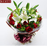 鲜花速递11朵红玫瑰百合花束爱人生日圣诞节礼物杭州花店同城配送