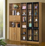 书房系列五门书柜简易书架带玻璃门储物组合柜宜家书柜置物展示柜