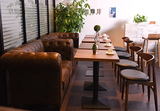 咖啡厅桌椅沙发组合复古实木西餐厅奶茶店桌椅星巴克茶馆软包桌椅