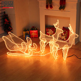 郎森圣诞鹿拉车圣诞鹿拉雪橇车造型灯圣诞节装饰圣诞场景发光装饰