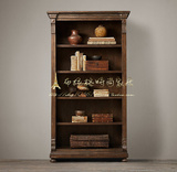 法式乡村书柜 纯实木橡木复古做旧风格高档美式乡村书架会所家具