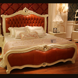 欧式床双人床 美式床实木真皮床 高档新古典婚床 桦木床2米法式床