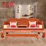 花梨木罗汉床茶几 中式实木雕刻仿古休闲卧榻 红木沙发椅组合家具