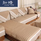 简约现代沙发垫中式实木亚麻布艺棉麻沙发巾定做防滑sofa坐垫子