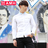 AMH男装韩版2015冬装新款时尚修身百搭休闲男士长袖衬衫LL4618滈