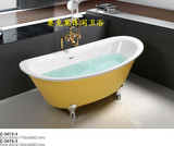 黄色彩色高档加厚异形船型浴缸出口环保亚克力古典浴缸卫浴洁具