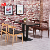 亿尤德长方形实木餐桌椅咖啡厅奶茶店西餐厅小吃饭店快餐桌椅组合