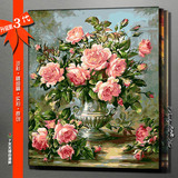 diy数字油画花卉 玫瑰 风景人物动漫卧室客厅大幅手绘填色装饰画
