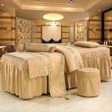 新款韩式纯色纯棉美容床罩四件套高档美容院专用熏蒸按摩床定做