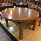 全纯实木可伸缩餐桌椅组合现代中式8人圆形多功能饭台原木胡桃色