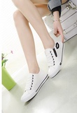 春夏新款韩版女子低帮帆布鞋女式平底单鞋学生休闲运动板鞋女白色