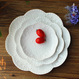 欧式水果点心蛋糕盘 西餐盘纯白陶瓷牛排盘创意瓷盘平盘菜盘子8寸