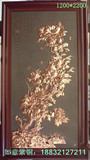 紫铜浮雕竖式富贵牡丹花卉壁画有框中式铜画别墅宾馆大厅大型挂匾