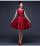 宴会晚礼服2015秋冬新款红色主持人服装公司年会聚会短款礼服女