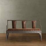 美式LOFT铁艺复古沙发椅双人椅沙发床餐椅长椅休闲椅三人椅咖啡椅