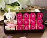 创意圣诞七夕情调人节浴缸小熊送女友玫瑰花束造型手工香肥皂礼盒