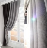 咖灰纯色全遮光加厚防晒客厅卧室窗帘定做 简约现代美式乡村酒店